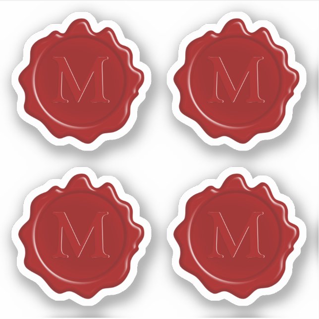 Sticker Sceau de cire rouge classique Monogramme moderne (Devant)