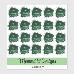 Sticker Sceau de cire vert émeraude avec votre nom