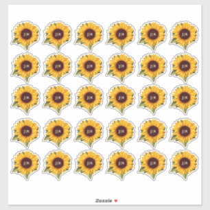 Sticker Sceau d'enveloppe de Mariage de tournesol rustique