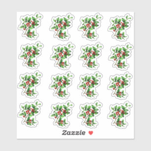 Sticker Sceau d'enveloppe de Noël vintage victorien houx