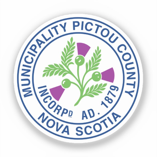Sticker Sceau du comté de Pictou - Nouvelle-Écosse (Recto)