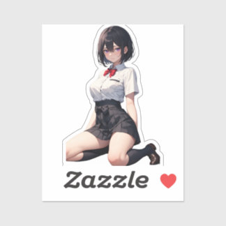 Sticker Scène artistique animée de Schoolgirl Anime