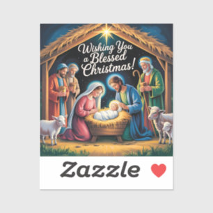 Sticker Scène de la Nativité Vœux de Noël