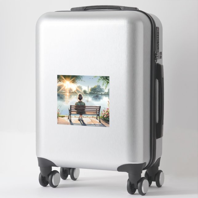 Sticker Scène de lac aux reflets de coucher de soleil (Sur valise)