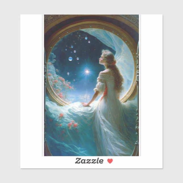 Sticker Scène de nuit magique Imaginaire Art (Feuille)