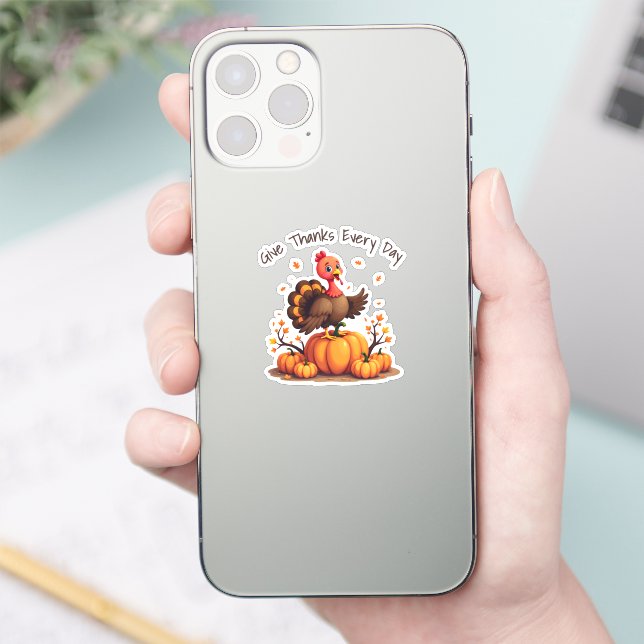 Sticker Scène de Thanksgiving mignonne avec dinde et citro (Téléphone)
