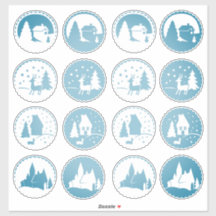 Scène d'hiver de Noël contemporaine Set Smoky Blue