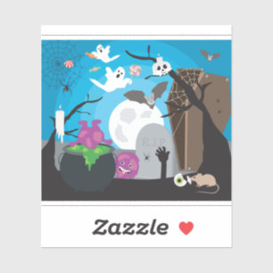 Sticker Scène du monstre d'Halloween