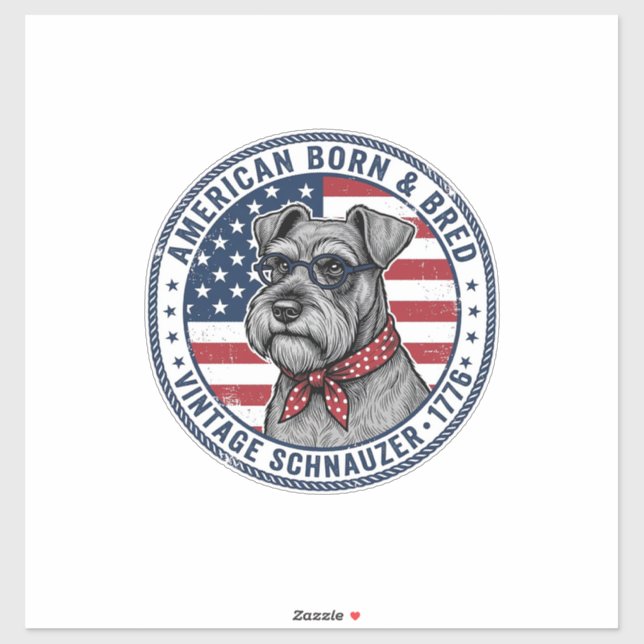 Sticker Schnauzer Patriotique Vintage (Feuille)