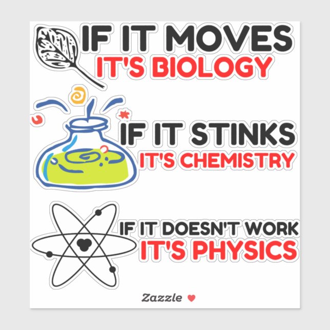 STICKER SCIENCE BIOLOGY CHIMIISTRY PHYSICS (Feuille)