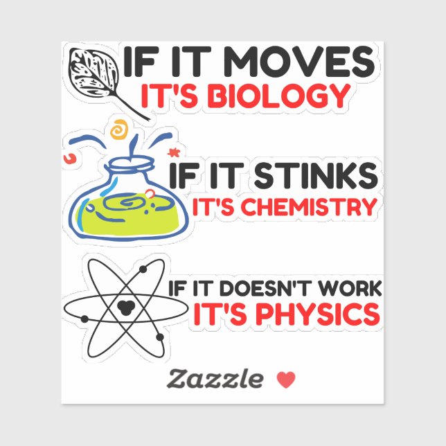 STICKER SCIENCE BIOLOGY CHIMIISTRY PHYSICS (Feuille)