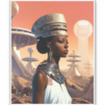 Sticker Science-fiction futuriste de la reine afrofuturist<br><div class="desc">Produits d'art Imaginaire de The Lunarium.</div>