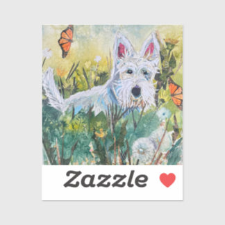Sticker Scottie heureux dans un champ