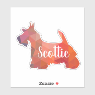 Sticker Scottie Terrier Motif géométrique SilhouetteOrange