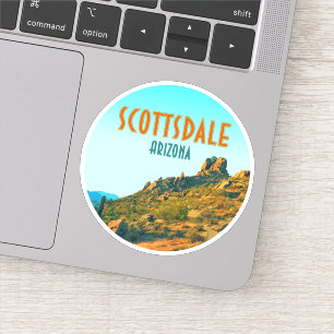 Sticker Scottsdale Arizona Cactus et Mountain Vintage