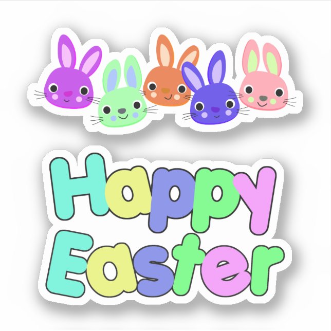 Sticker Scrap Booking Bunnies Happy Easter (Devant)