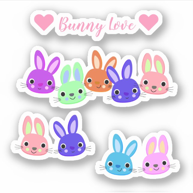 Sticker Scrap Booking Colorful Bunnies (Devant)
