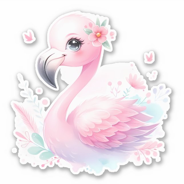 Sticker scrapbooking coupe Flamant rose personnali (Devant)