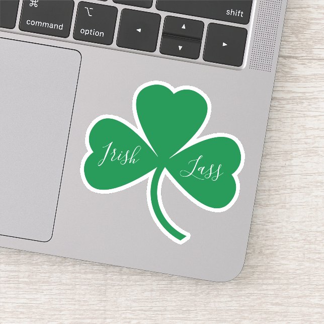 Sticker Script de basse irlandais sur Shamrock vert (Détail)