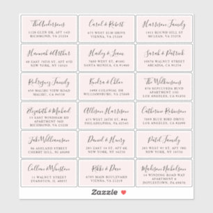 Sticker Script élégant Mariage rose Adresse du client