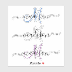 Sticker Script monogramme de nom manuscrit personnalisé