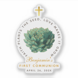 Sticker Scripts de croix d'or Faux Succulents de première