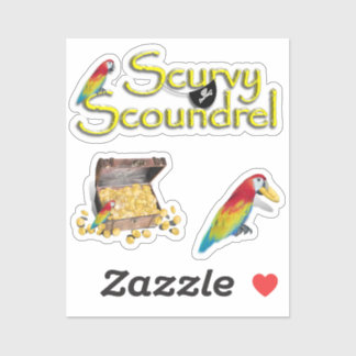 Sticker Scurvy Scoundrel ! Poitrine de perroquets et de pi
