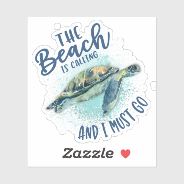 Sticker sea turtbeach (Feuille)