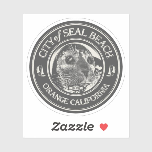 STICKER SEAL BEACH - ORANGE CALIFORNIE (Feuille)