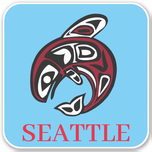 Sticker Seattle Native American Haida Orca Killer Whale (Devant)