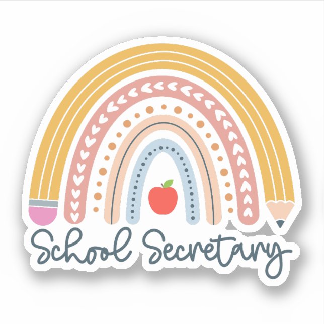 Sticker Secrétaire d'école Rainbow Adjointe administrative (Devant)