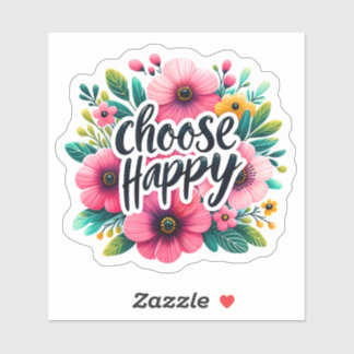 Sticker Sélectionner Joy : Fleurs brillantes et texte gras