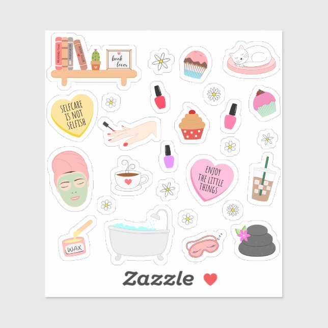 Sticker Self Care Me Temps Cosy Chilling Bulle Journal (Feuille)