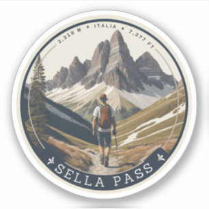 Sticker Sella Pass montagne Tyrol du Sud Alpes italiennes