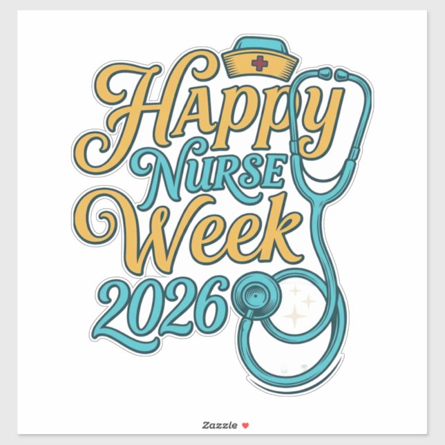 Sticker Semaine de l'infirmière heureuse 2026 Stethoscope  (Feuille)