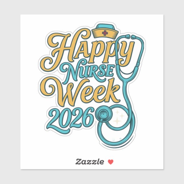 Sticker Semaine de l'infirmière heureuse 2026 Stethoscope  (Feuille)