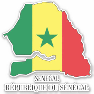 Sticker Sénégal Drapeau Charme Carte Patriotique