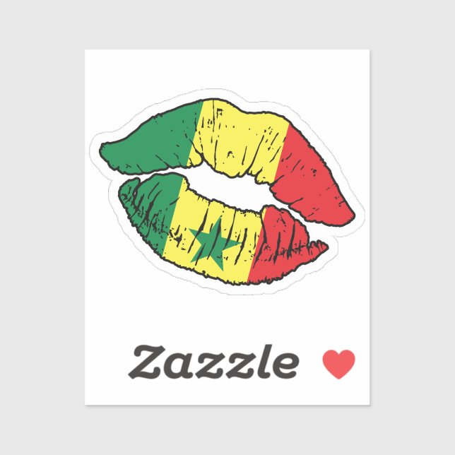 Sticker Sénégal Sénégalais Drapeau d'Amour (Feuille)