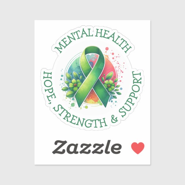 Sticker Sensibilisation à la santé mentale - Soutien Force (Feuille)