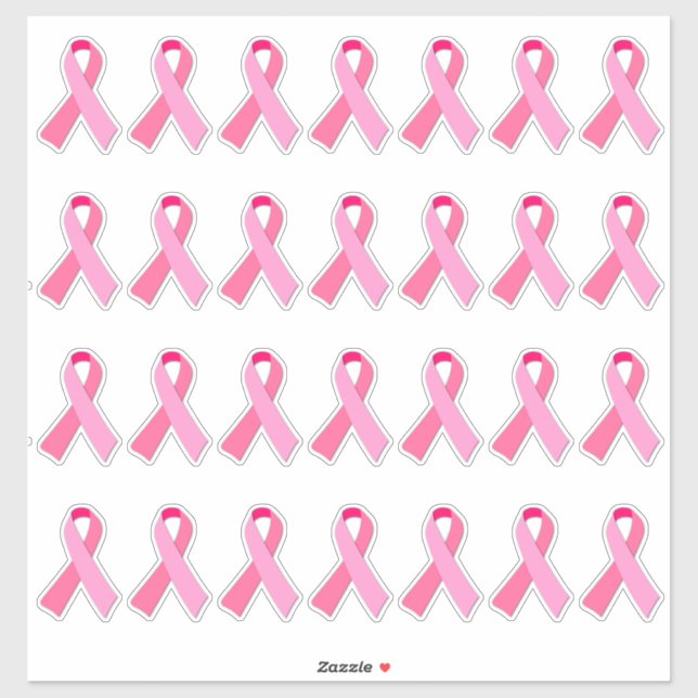 Sticker Sensibilisation au cancer du sein Ruban rose X 28 (Feuille)