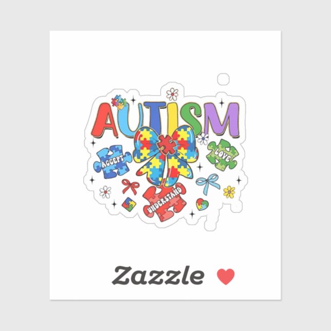 Sticker Sensibilisation sur l'autisme Bow Coquette Puzzle  (Feuille)
