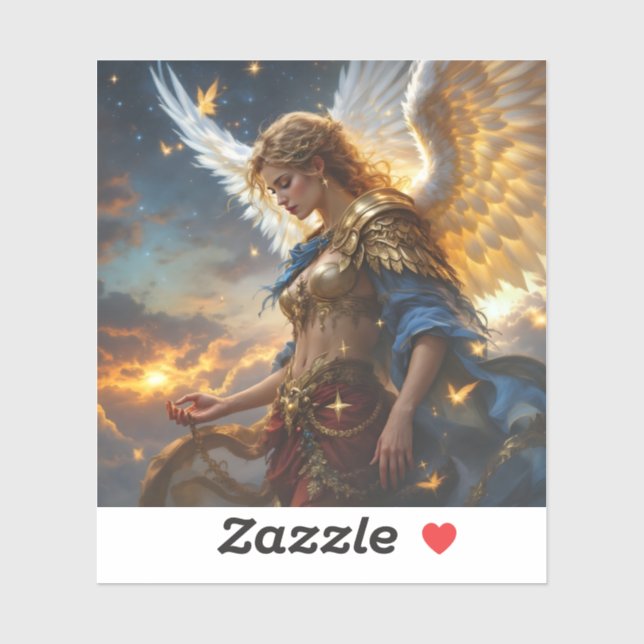 Sticker Sentinelle céleste - Ange de l'Aube et Juste Divin (Feuille)