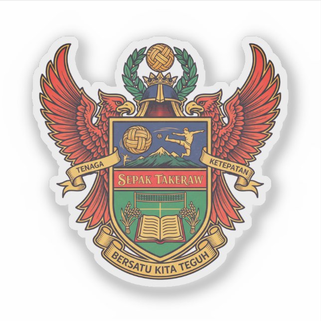 Sticker Sepak Takraw - logo de style héraldique (Devant)