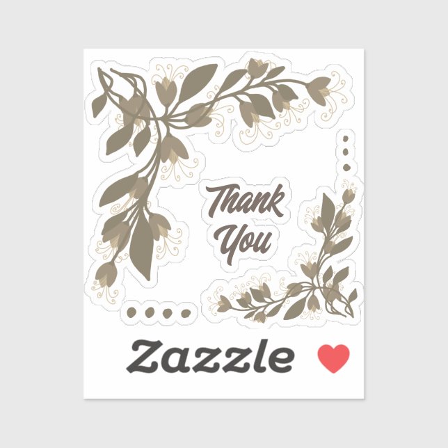 Sticker Sepia Floral Bonne journée (Feuille)