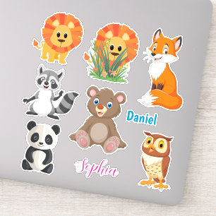 Sticker Sept mignons animaux, personnalisez les noms des g