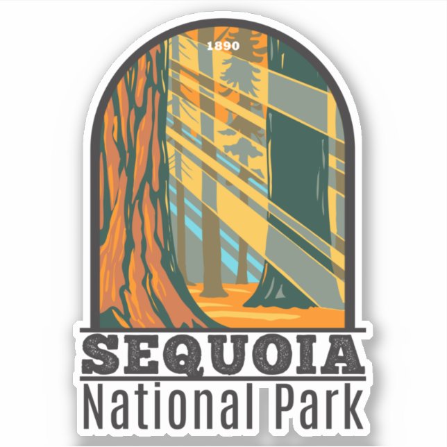 Sticker Sequoia Parc National Giant Sequoia Trees Soleil (Devant)