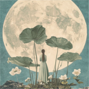 Sticker Sérénité Lune - Scène Lotus Vintage
