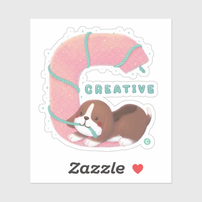 Sticker Série Alphabet : "C" Illustration Beagle créative (Feuille)