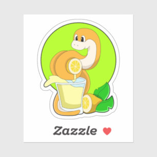 Sticker Serpent avec verre de jus de citron