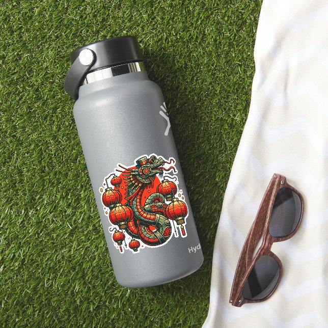 Sticker Serpent chinois de Nouvel An Steampunk (HydroFlask Insitu)